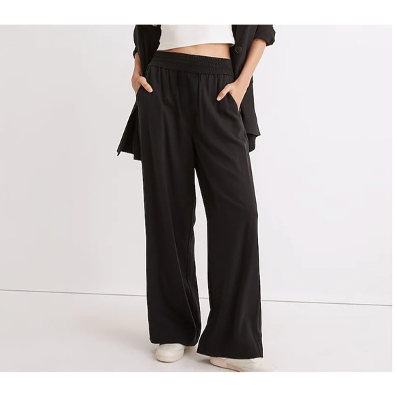 MADEWELL | Black Pull-On Carley Wide-Leg Pants in Softdrape | Size Extra Large - Picture 1 of 9